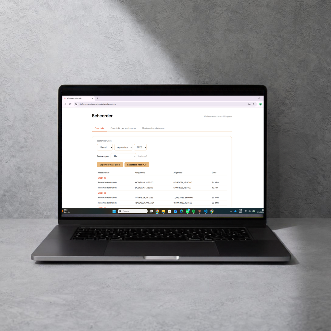 Urenregistratieplatform admin – weekplanning